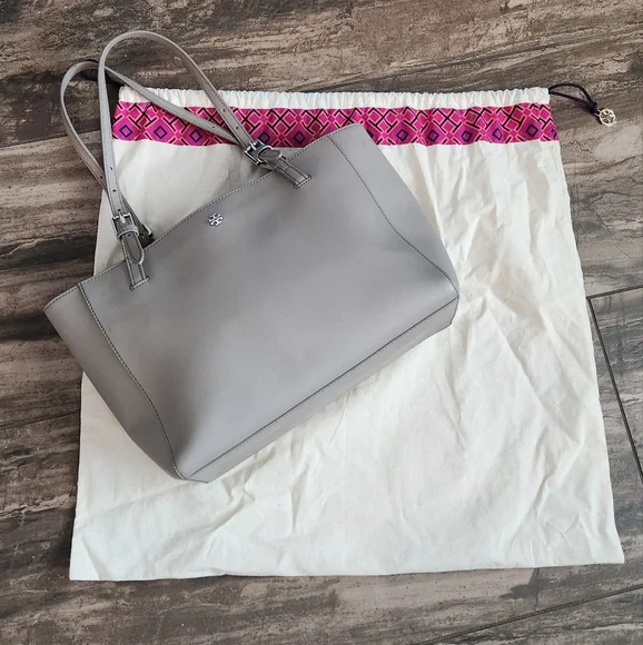 Tory Burch Light Grey Saffiano Leather Tote Bag - Picture 11 of 12